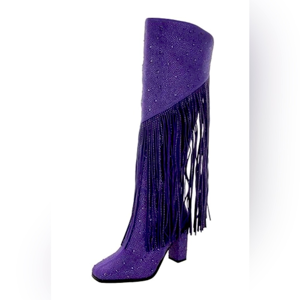 Jessica Simpson purple fringe boots Size 8